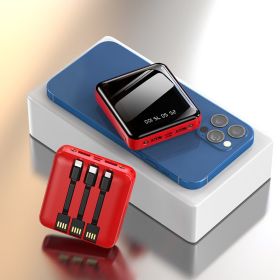 Detachable Self-contained Power Bank Mini Mirror (Option: Red-6000mah)