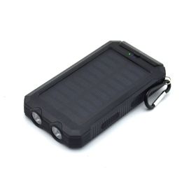 Solar Power Bank Compass 20000mAh Outdoor Mobile Phone Dual Headlights (Option: Black-20000mah)