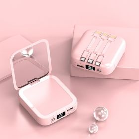 Beauty Mirror Power Bank Comes With Cable Portable Mini (Option: Cherry Blossom Powder-10000mAh)