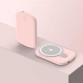 Simple Solid Color Magnetic Wireless Power Bank (Option: Pink-10000mah)